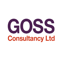 The logo of Goss Consultancy Ltd, Purple Goss and red Consulting Ltd