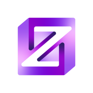 A purple square logo that spells Z and N